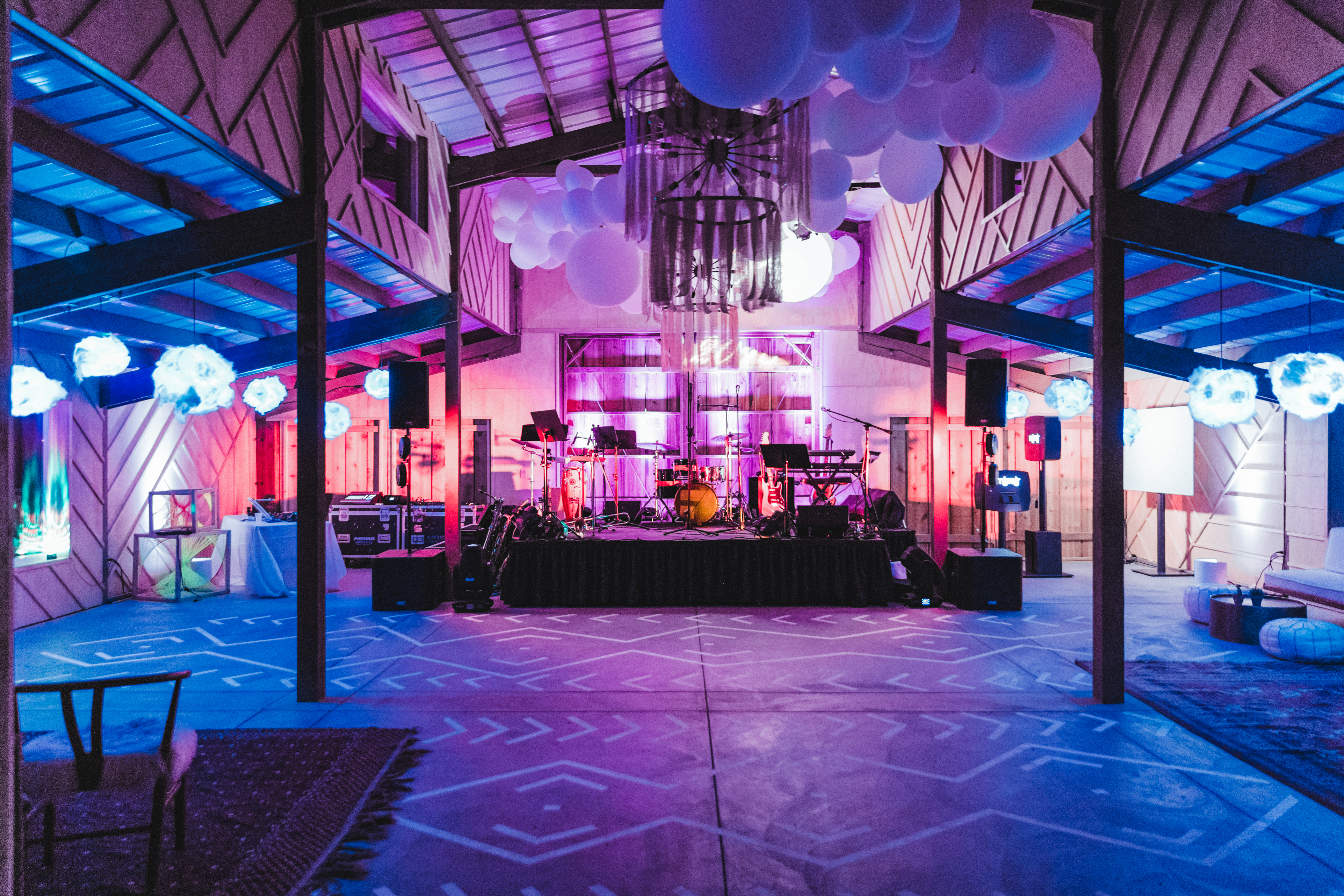 The setup of the barn for a recent wedding